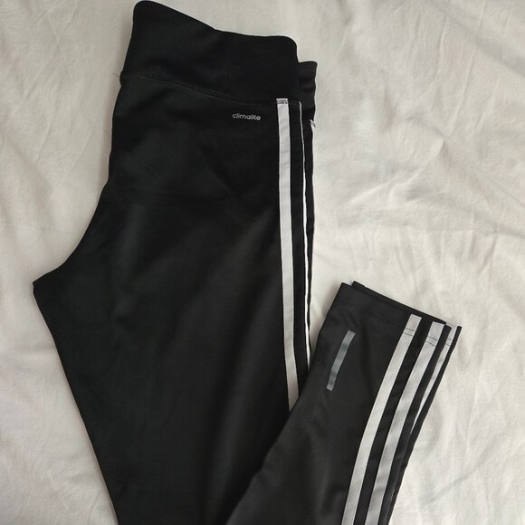 ADIDAS WOMEN'S DESIGN 2 MOVE CLIMALITE 3-STRIPES LEGGING SIZE M USED BLACK/WHITE - Picture 5 of 7